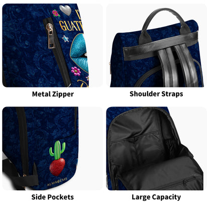 Soy guatemalteco, pero no te pases - Mochila de cuero personalizada - LA013_BP
