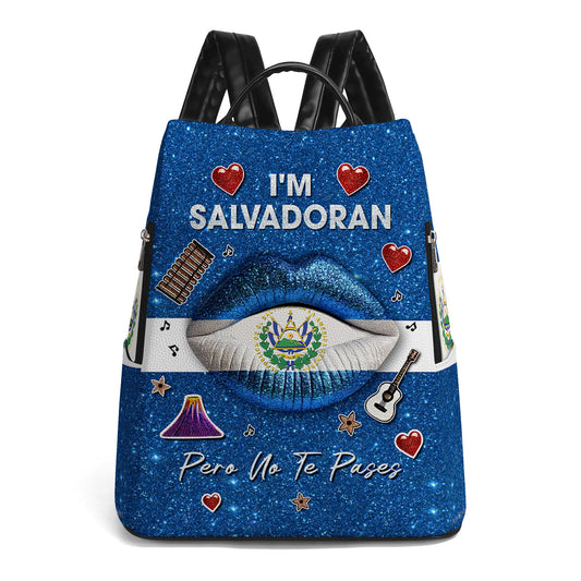 Soy Salvadoreño Pero No Te Pases - Mochila de Cuero Personalizada - LA014_BP