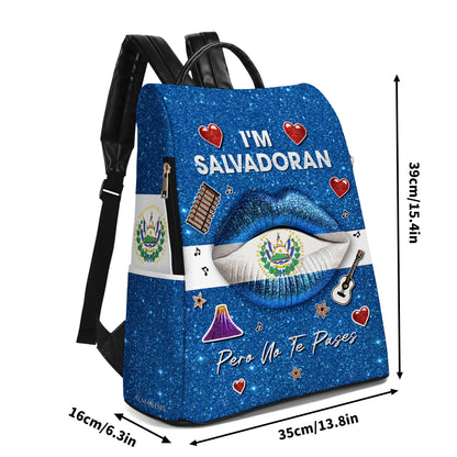 Je suis Salvadorien, mais je ne te laisse pas tranquille ! Sac à dos en cuir personnalisé - LA014_BP
