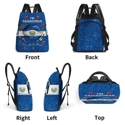 Je suis Salvadorien, mais je ne te laisse pas tranquille ! Sac à dos en cuir personnalisé - LA014_BP