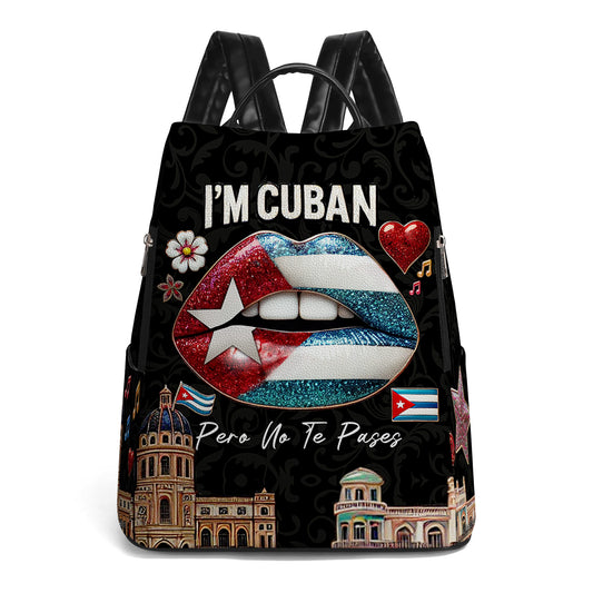Soy Cubano. Pero No Te Pases - Mochila de Cuero Personalizada - LA015_BP