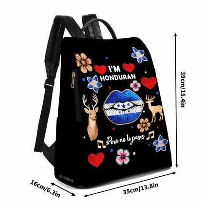 Soy Hondureño Pero No Te Pases - Mochila de Cuero Personalizada - LA016_BP