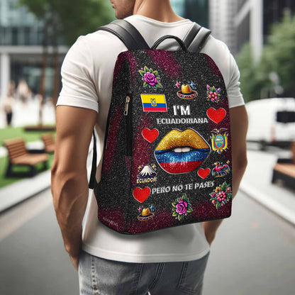 Soy Ecuatoriana Pero No Te Pases - Mochila de Cuero Personalizada - LA017_BP