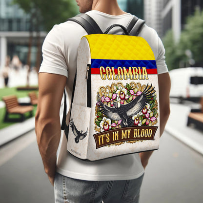 COLOMBIE. J'ai ça dans le sang - Sac à dos en cuir personnalisé - LA018_BP