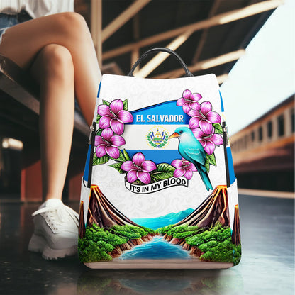 El Salvador, c'est dans mon sang - Sac à dos en cuir personnalisé - LA020_BP