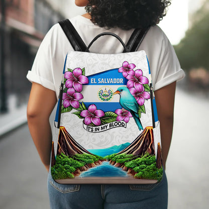 El Salvador, c'est dans mon sang - Sac à dos en cuir personnalisé - LA020_BP
