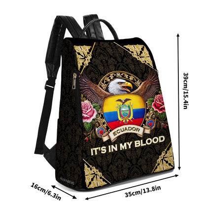 Ecuatoriano Está en mi Sangre - Mochila de Cuero Personalizada - LA024_BP
