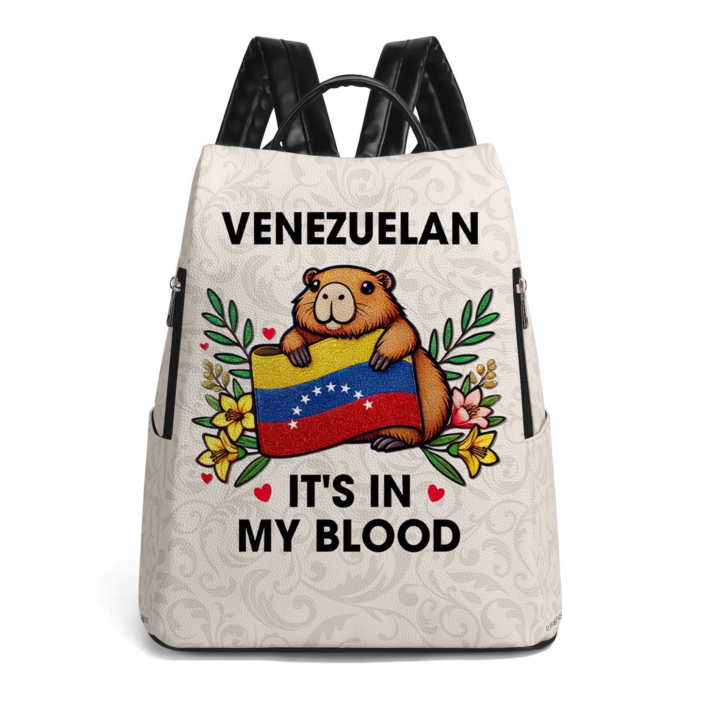 Venezuela, c'est dans mon sang ! Sac à dos en cuir personnalisé - LA033_BP