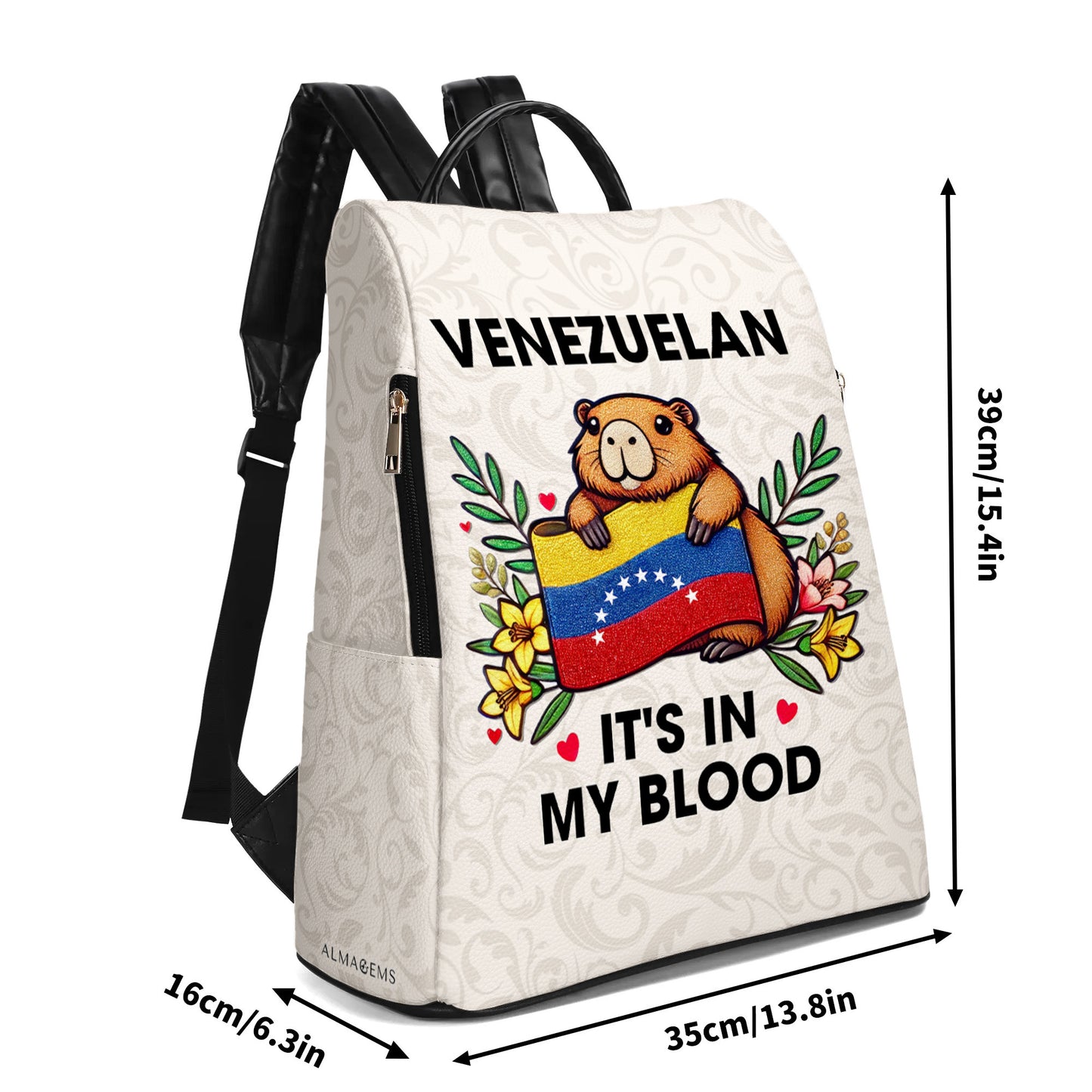 Venezuela, c'est dans mon sang ! Sac à dos en cuir personnalisé - LA033_BP