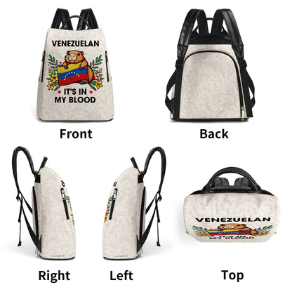 Venezuela, c'est dans mon sang ! Sac à dos en cuir personnalisé - LA033_BP