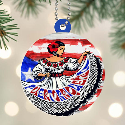 Puertorriqueña Pride Circle Ornament