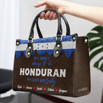 Nous n'avons pas choisi d'être Honduriens... Nous avons juste eu de la chance - Sac à main en cuir personnalisé - LA041_HB