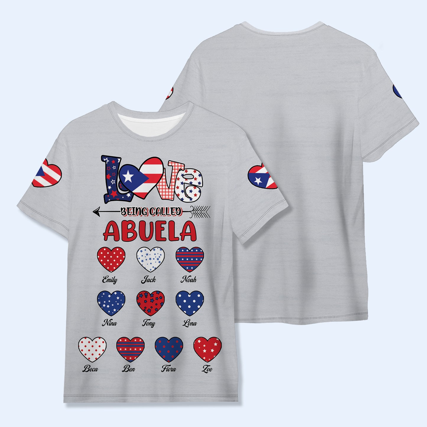 Me encanta que me llamen abuela: camiseta unisex personalizada con estampado completo - LA049_3T