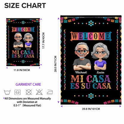 Welcome Mi Casa Es Su Casa With Cartoon Couple