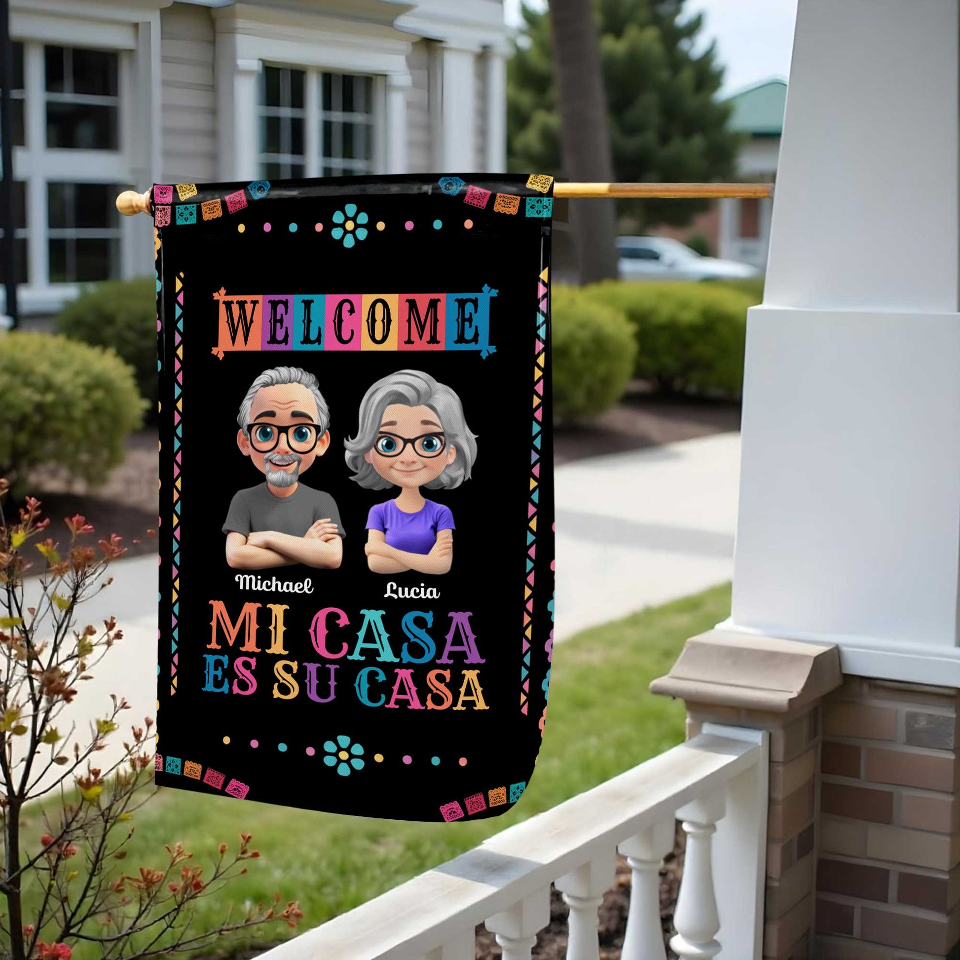 Welcome Mi Casa Es Su Casa With Cartoon Couple