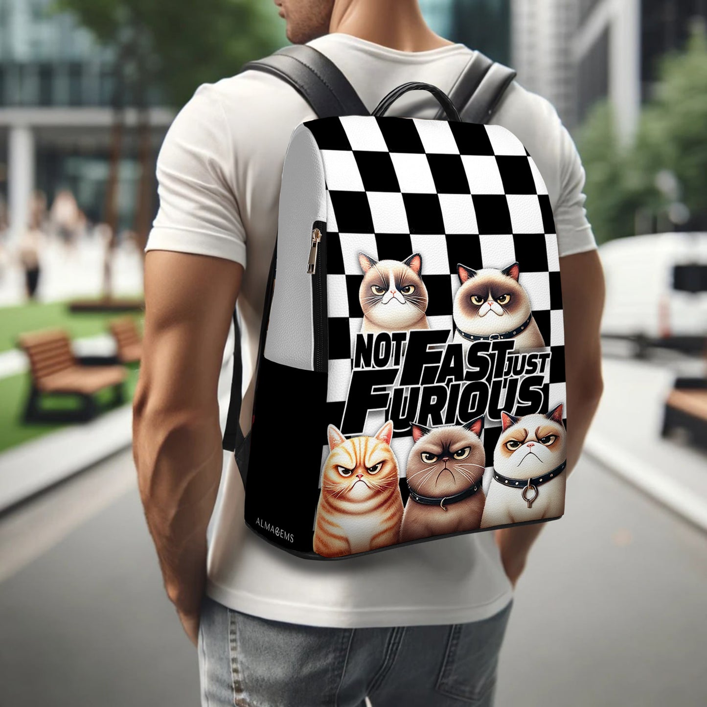 Not Fast Just Furious - Personalized Custom Leather BackPack - BP_CAT05