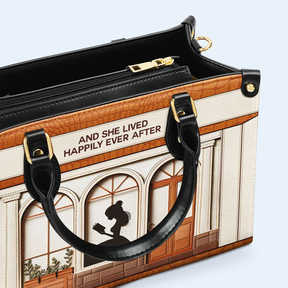 And She Lived Happily Ever After - Personalized Custom Leather Handbag For Reading Lovers - LL12