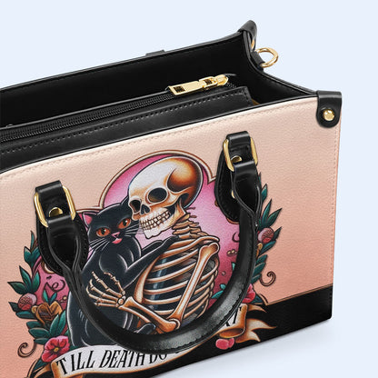 Jusqu'à ce que la mort nous sépare - Sac à main en cuir personnalisé pour les amoureux des chats - LL15