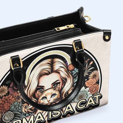 Karma Is A Cat - Sac à main en cuir personnalisé pour les amoureux des chats - LL16