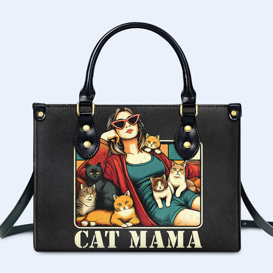 CAT MAMA - Bolso de mano de cuero personalizado para amantes de los gatos - LL18