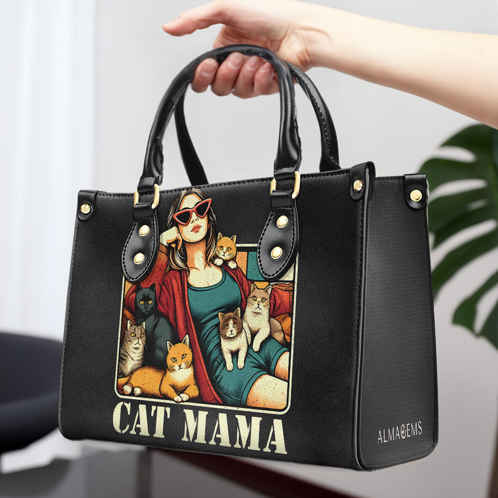 CAT MAMA - Sac à main en cuir personnalisé pour les amoureux des chats - LL18