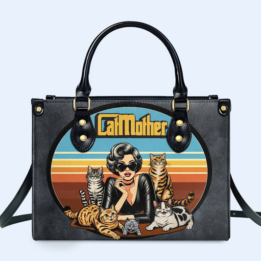 The CatMother - Bolso de mano de cuero personalizado para amantes de los gatos - LL22