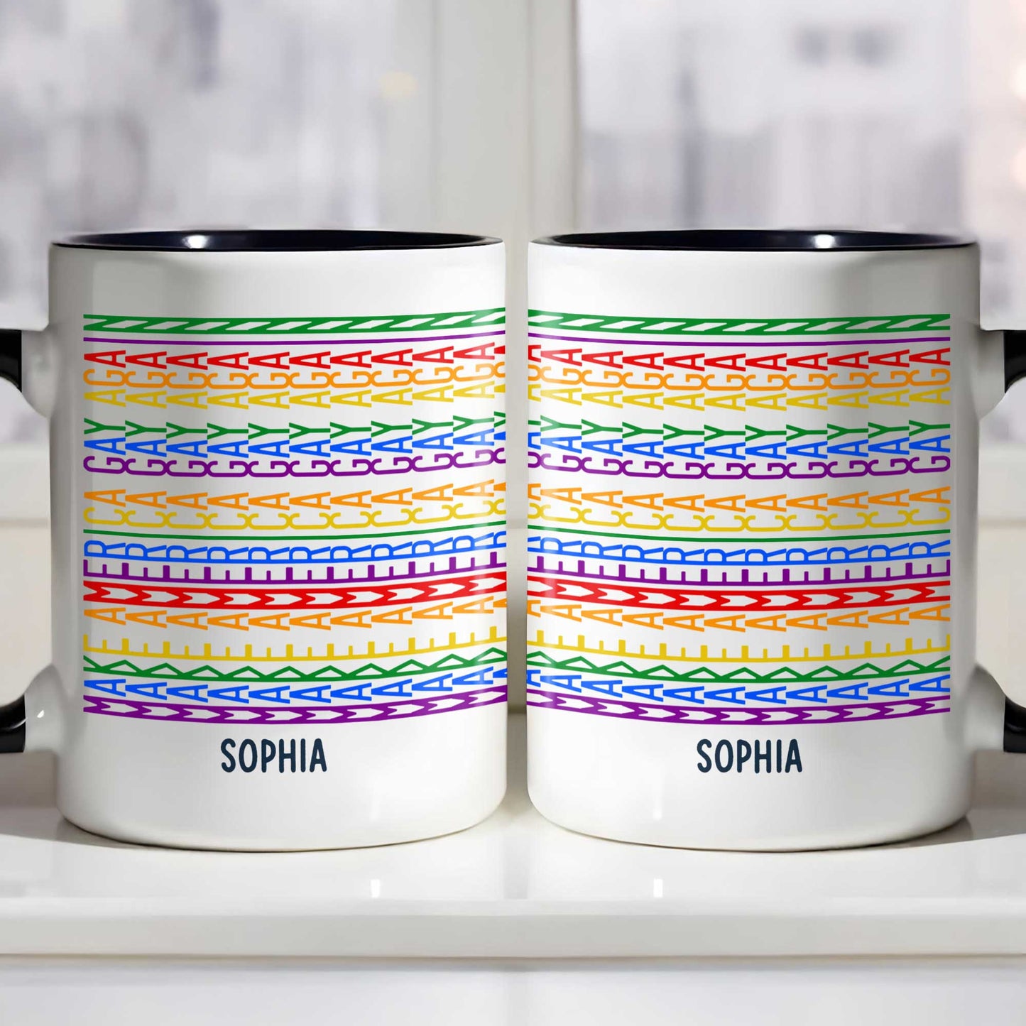 Gay Saying Rainbow Pride Personalized Name - Personalized Custom Accent Mug - LPRIDE006_AMUG