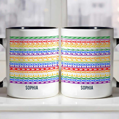 Gay Saying Rainbow Pride Personalized Name - Personalized Custom Accent Mug - LPRIDE006_AMUG