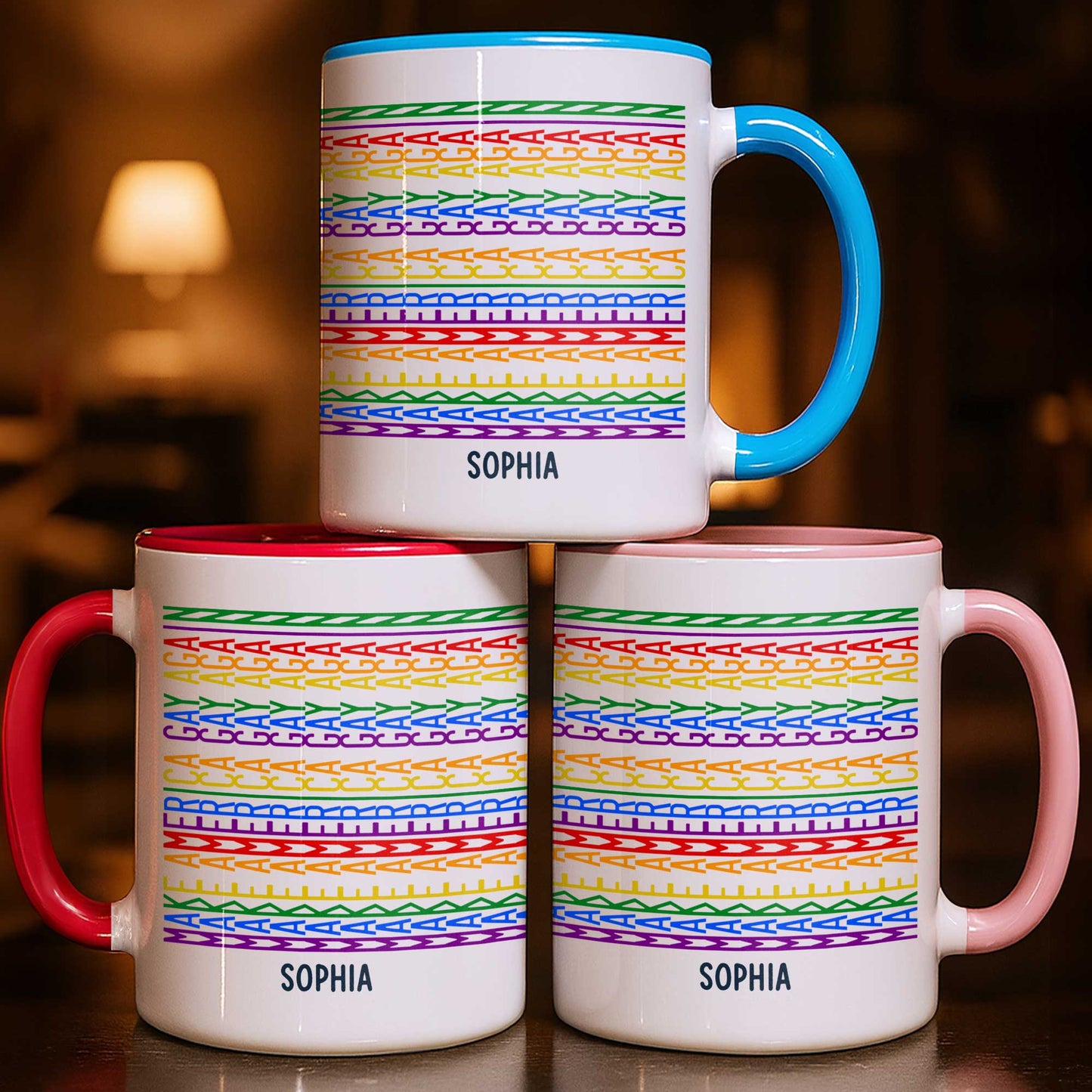 Gay Saying Rainbow Pride Personalized Name - Personalized Custom Accent Mug - LPRIDE006_AMUG
