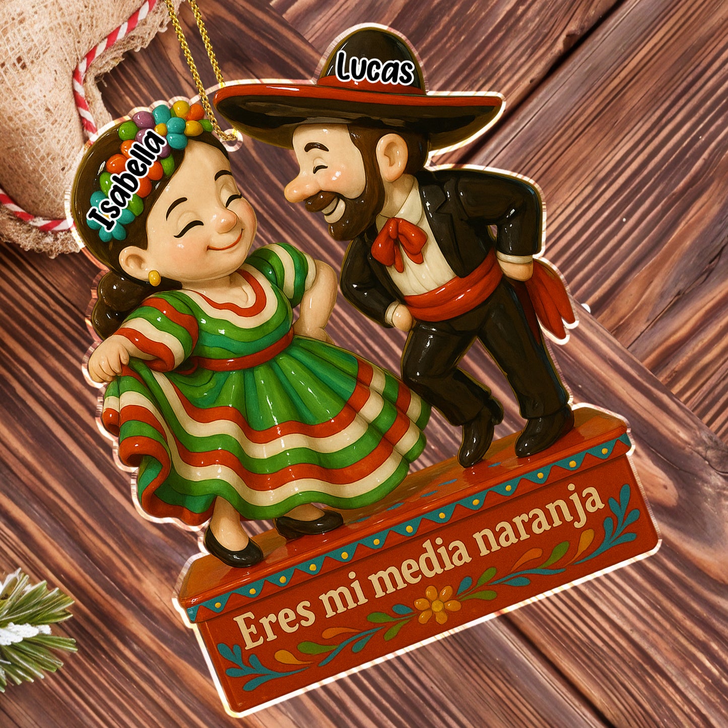 Eres Mi Media Naranja, Sombrero and Folkloric Dress - Personalized Custom Acrylic Ornament, Christmas Gift - MEX014_ACO