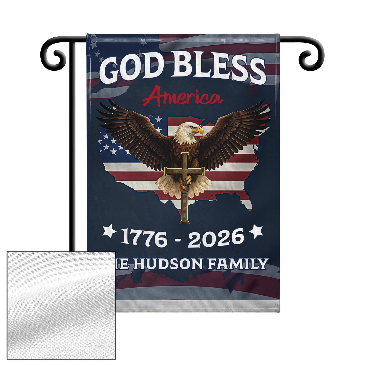 God Bless America With Eagle And American Flag - Personalized Flag - INDE031_GAF