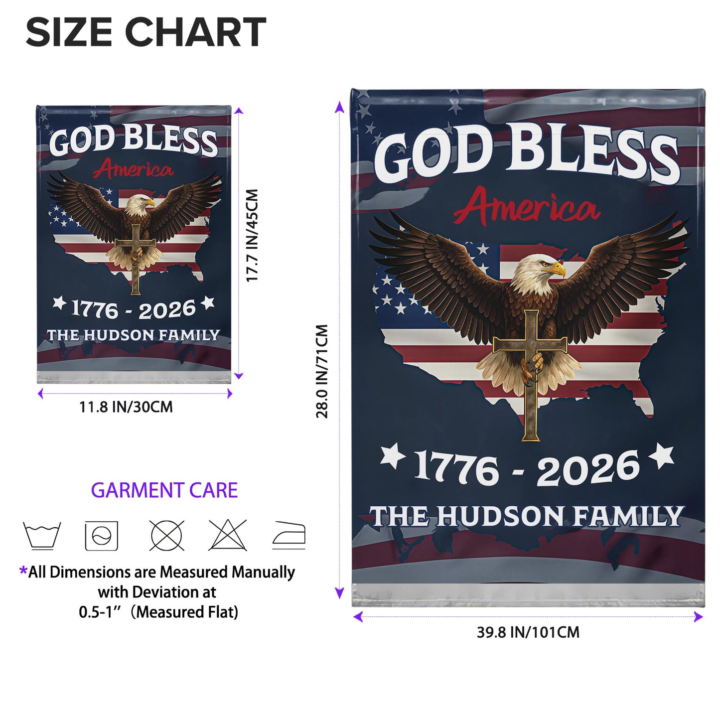 God Bless America With Eagle And American Flag - Personalized Flag - INDE031_GAF