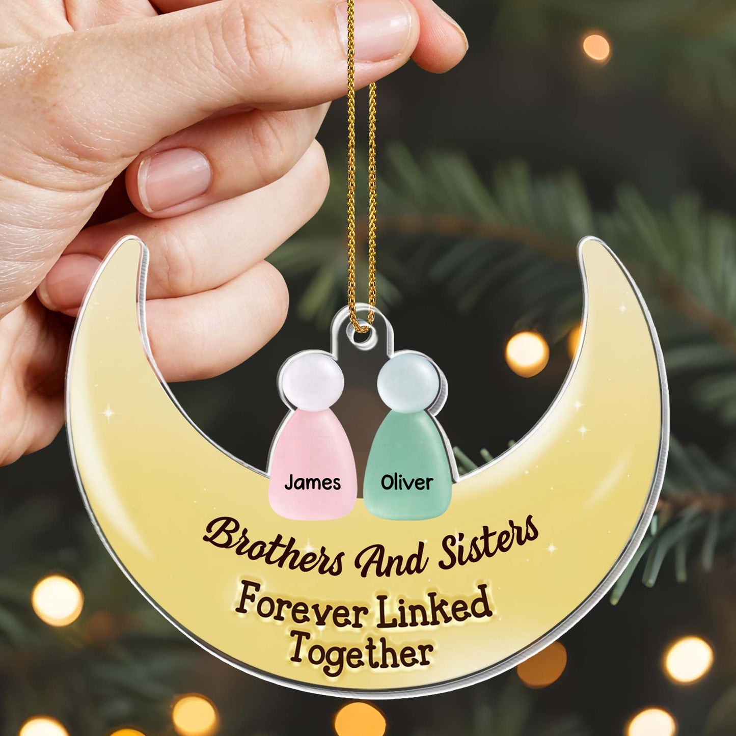 Brothers And Sisters Forever Linked Together - Personalized Custom Acrylic Ornament, Christmas Gift - FAM697_ACO