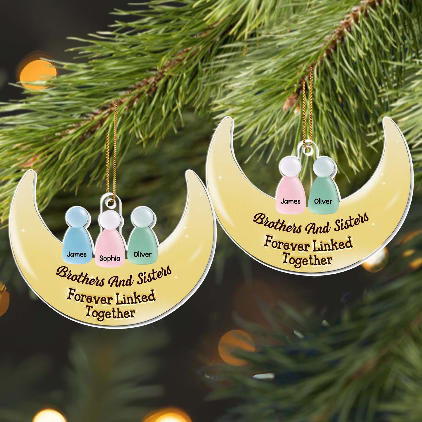 Brothers And Sisters Forever Linked Together - Personalized Custom Acrylic Ornament, Christmas Gift - FAM697_ACO