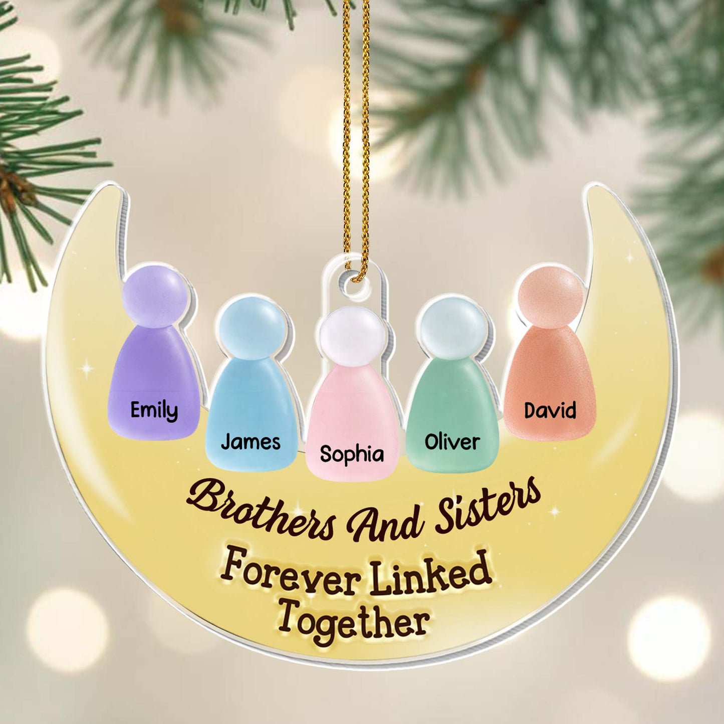 Brothers And Sisters Forever Linked Together - Personalized Custom Acrylic Ornament, Christmas Gift - FAM697_ACO