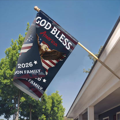 God Bless America With Eagle And American Flag - Personalized Flag - INDE031_GAF