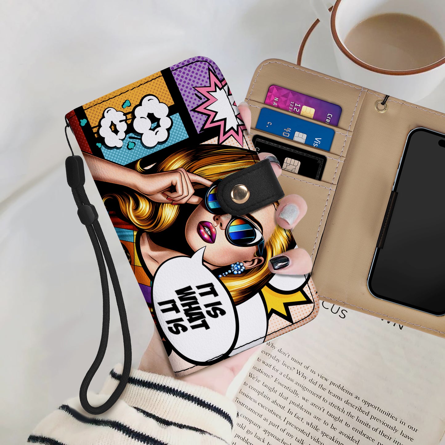 Es lo que es: billetera de cuero personalizada para teléfono - DB21PW