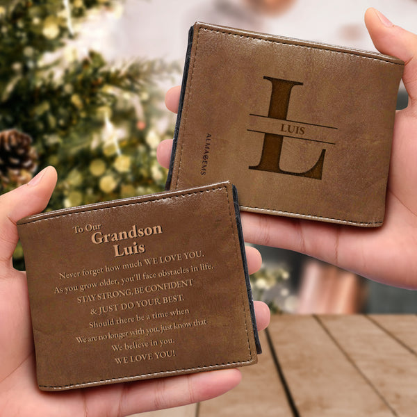 Mantente fuerte, ten confianza, haz lo mejor que puedas - Cartera de cuero personalizada para hombre - GSN005_MW