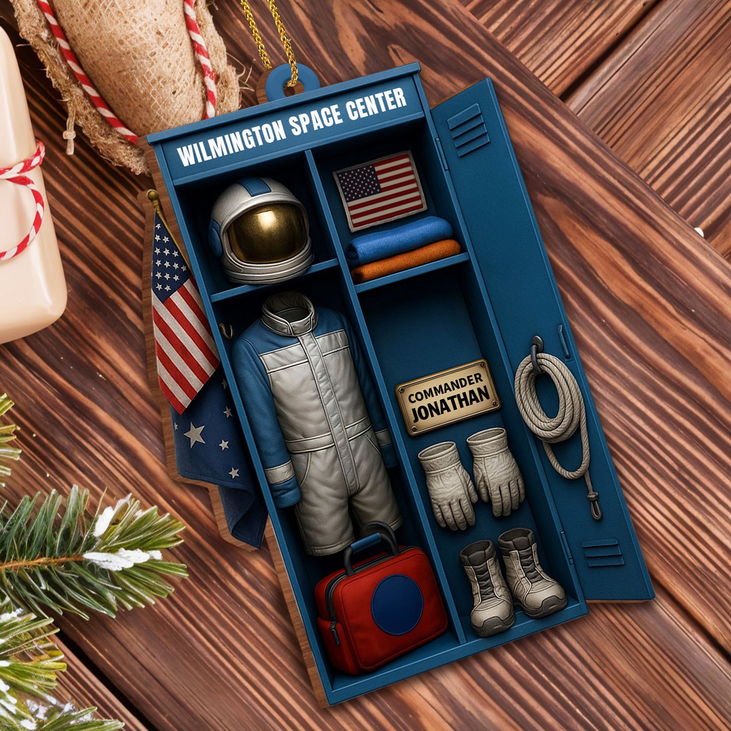 Customize With Your Own Name, Astronaut Suit and Space Helmet - Personalized Custom Wood Ornament, Custom Shaped - JBS023_WDO