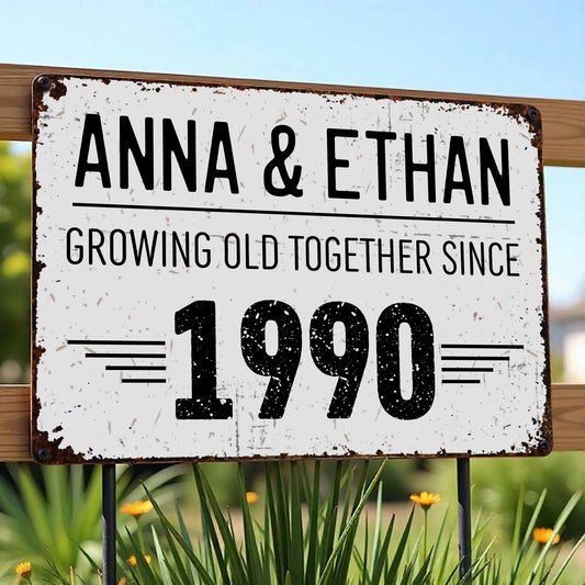 Growing Old Together, A Timeless Journey - Personalized Metal Sign - CPL066_MSIGN