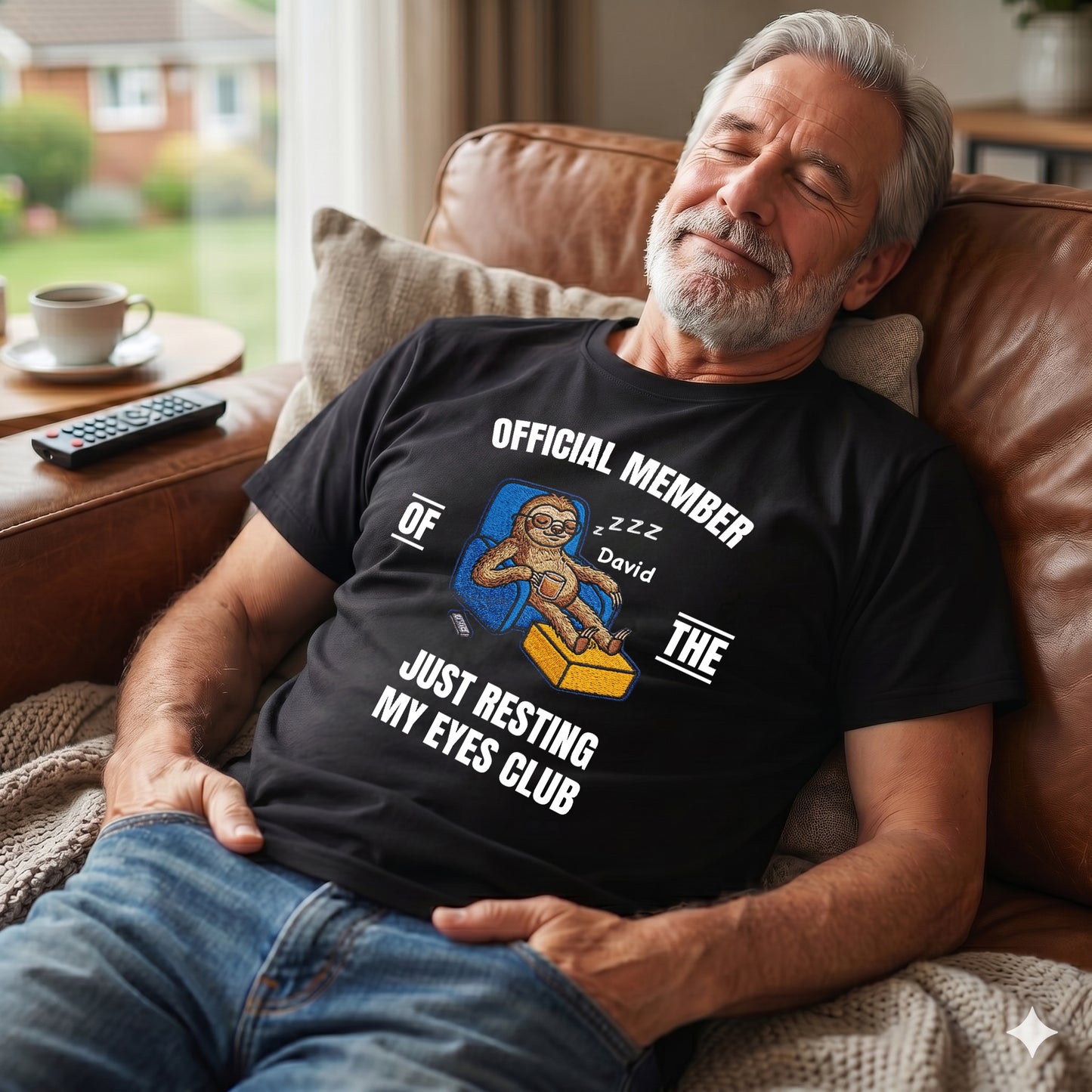 Official Member Of The Just Resting My Eyes Club Sloth In Armchair - Personalized Custom Unisex T-shirt, Hoodie - DAD750_BBAS
