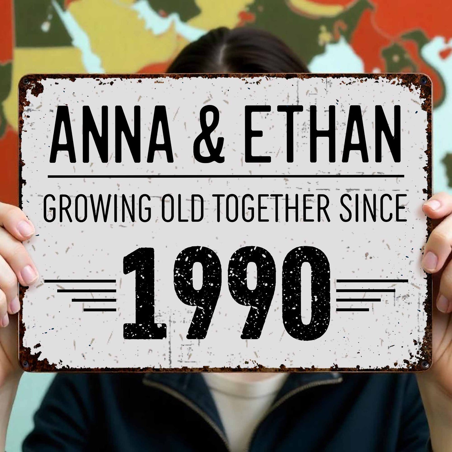 Growing Old Together, A Timeless Journey - Personalized Metal Sign - CPL066_MSIGN