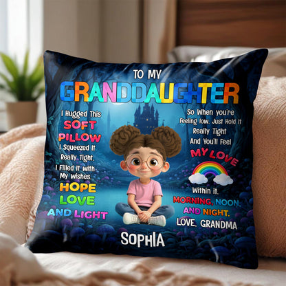 To My Granddaughter I Hugged This Soft Pillow With Boy And Castle - Personalized Custom Pillow, Insert Included - GDT582_PLW