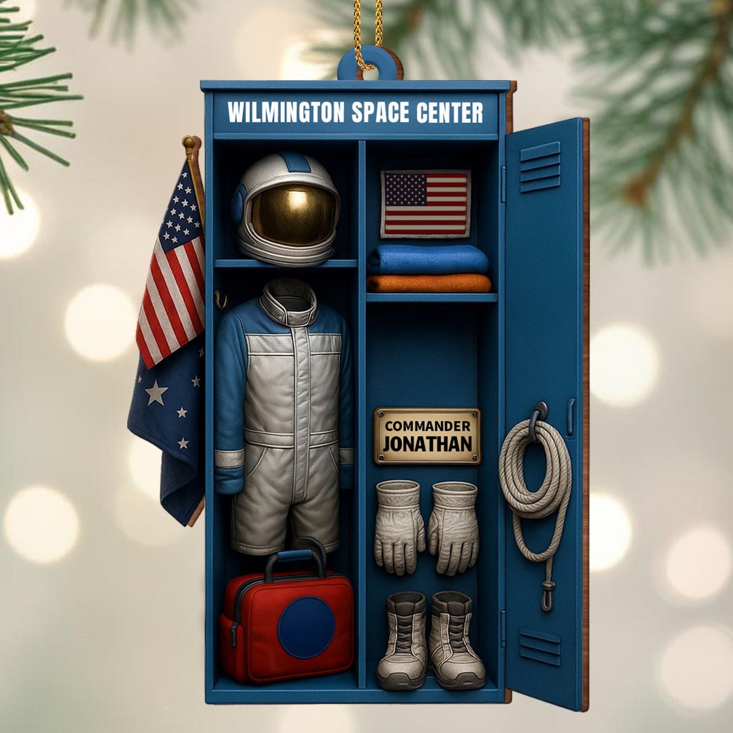 Customize With Your Own Name, Astronaut Suit and Space Helmet - Personalized Custom Wood Ornament, Custom Shaped - JBS023_WDO