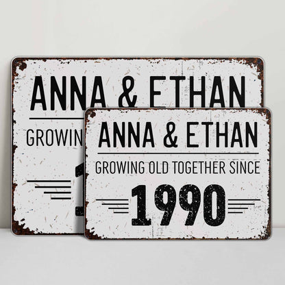 Growing Old Together, A Timeless Journey - Personalized Metal Sign - CPL066_MSIGN
