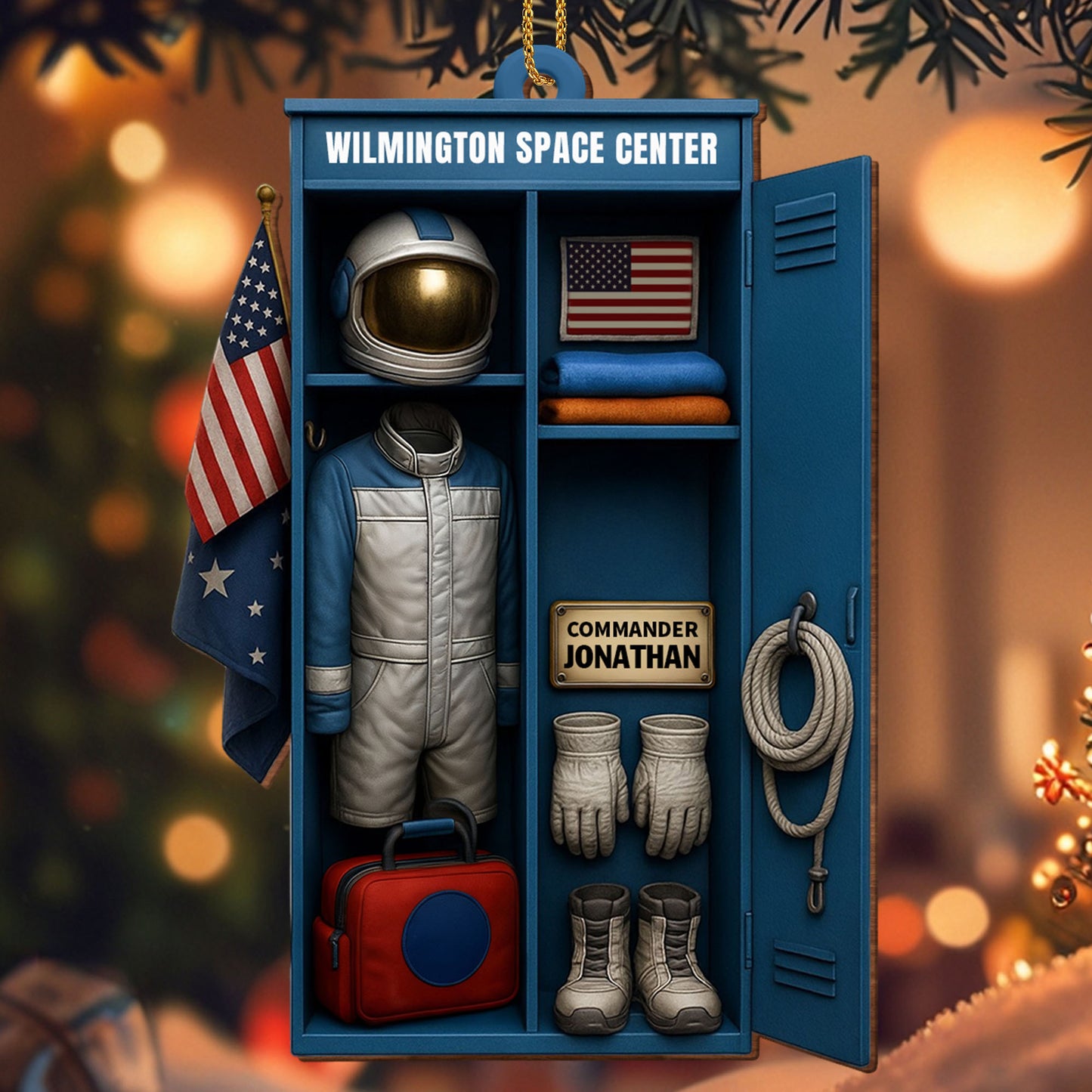 Customize With Your Own Name, Astronaut Suit and Space Helmet - Personalized Custom Wood Ornament, Custom Shaped - JBS023_WDO