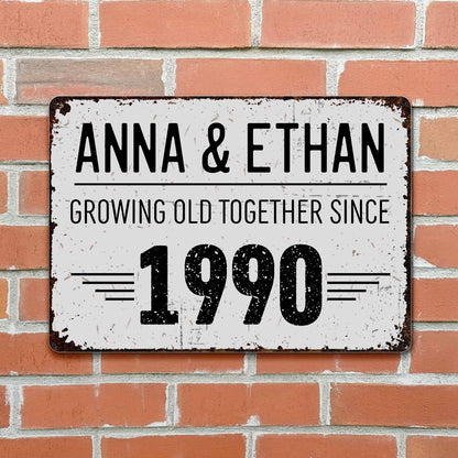 Growing Old Together, A Timeless Journey - Personalized Metal Sign - CPL066_MSIGN