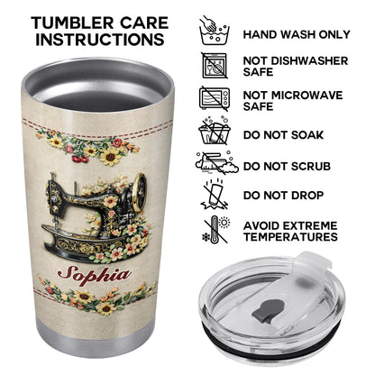 I Sew A Piece Of My Heart Into Every Quilt Floral Sewing Machine - Personalized Custom Stainless Steel Tumbler 20oz 30oz - JBS144_TB