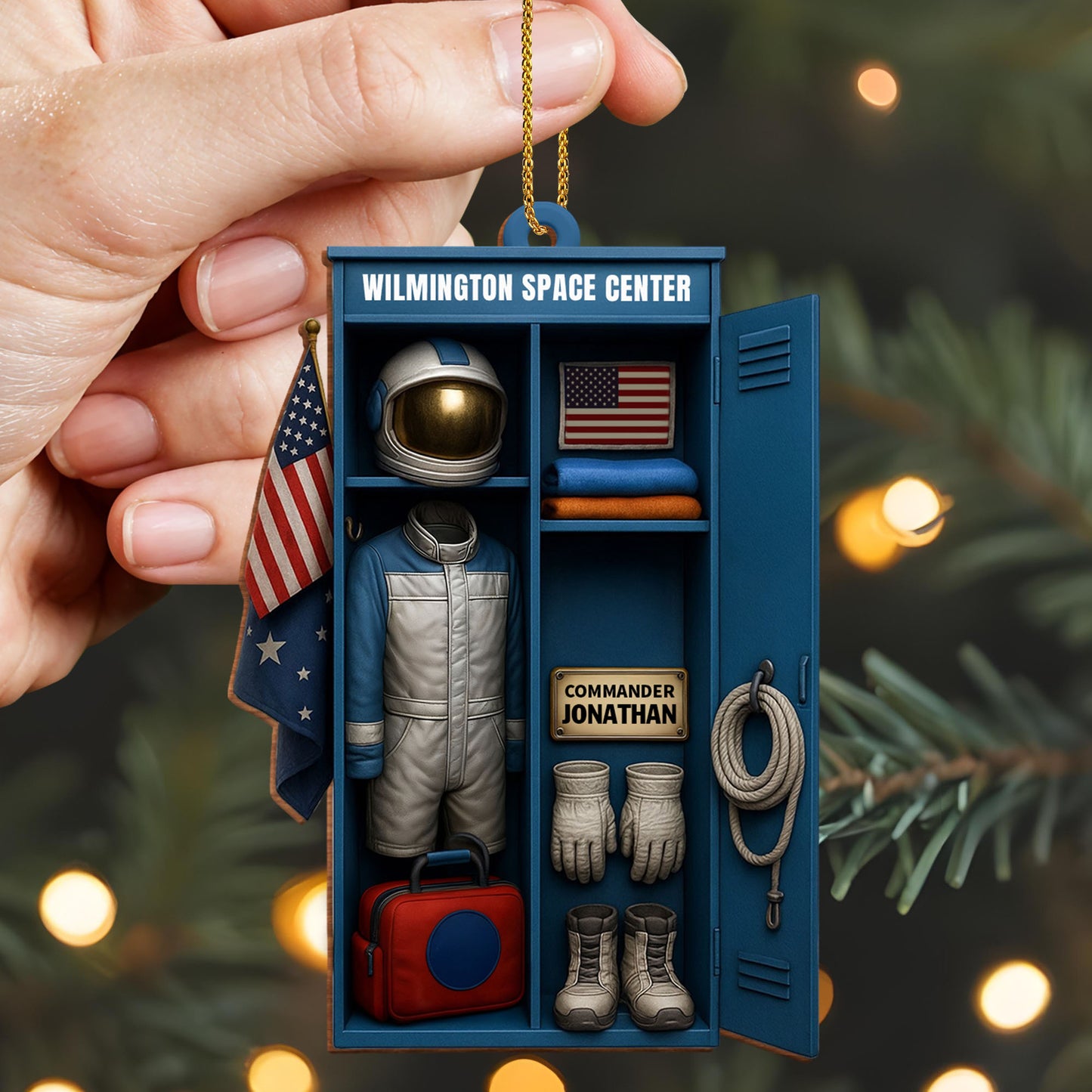 Customize With Your Own Name, Astronaut Suit and Space Helmet - Personalized Custom Wood Ornament, Custom Shaped - JBS023_WDO