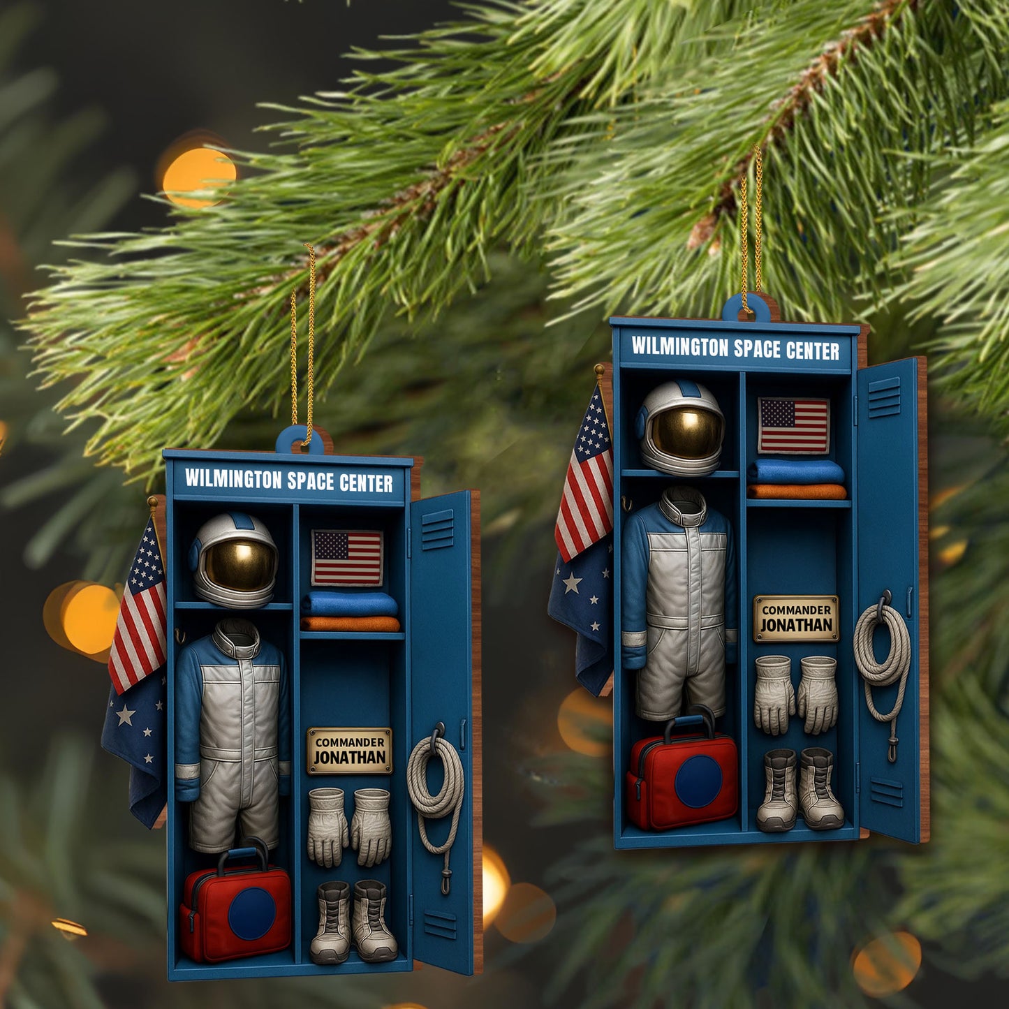 Customize With Your Own Name, Astronaut Suit and Space Helmet - Personalized Custom Wood Ornament, Custom Shaped - JBS023_WDO